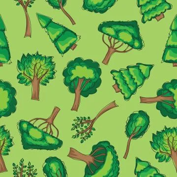Forest trees Seamless vector patten イラスト素材