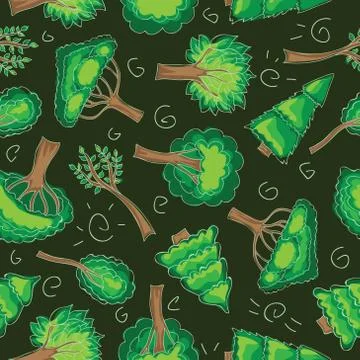Forest trees Seamless vector patten Illustrazione stock