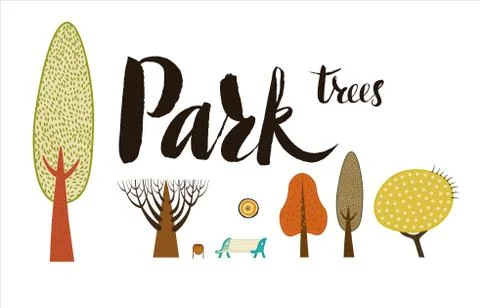 Forest trees set Stock Illustration