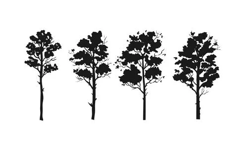 Forest trees silhouettes vector collection Stock Illustration