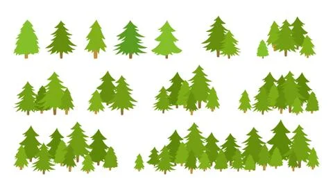 Forest trees textured landscapes flat vector Illustrazione stock