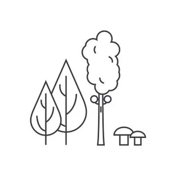 Forest trees thin line icon concept. Forest trees linear vector sign, symbol Stock Illustration