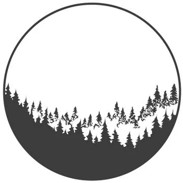 Forest turning from dark to light in a circle. Stock Illustration