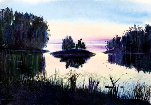 Forest twilight Stock Illustration