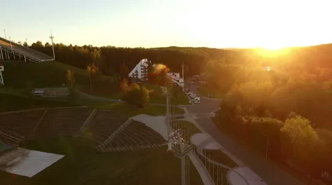 Forest under the setting sun, amazing colors and lens flare Stock Footage 68833671