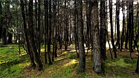 Forest valley Cartoon Landscape artificial background with blue sky in summer Stock Footage 157287474