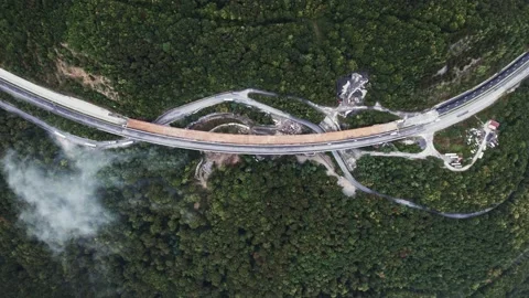 Forest Vapor Clouds Mist Moisture Mountain Road Construction Maintenance Trucks Stock Footage 237357638