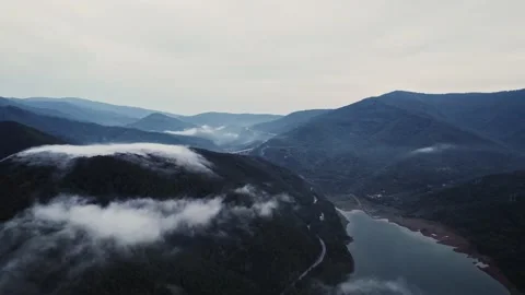 Forest Vapor Clouds Mist Moisture Mountain Road Construction Maintenance Trucks Stock Footage 237357863