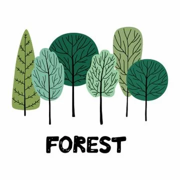 Forest. Vector illustration isolated on white background. Stock Illustration