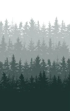 Forest vertical background, beautiful landscape wallpaper. Silhouettes of f.. Ilustração Stock