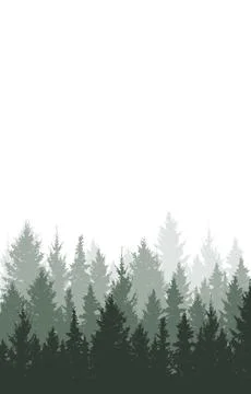 Forest vertical background, beautiful landscape wallpaper. Silhouettes of f.. Ilustração Stock