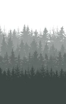 Forest vertical background, beautiful landscape wallpaper. Silhouettes Ilustração Stock
