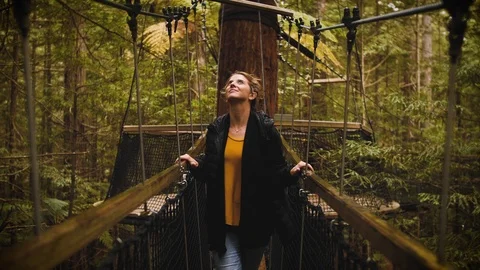 Forest walk sky walk bride girl Video stock 125729063