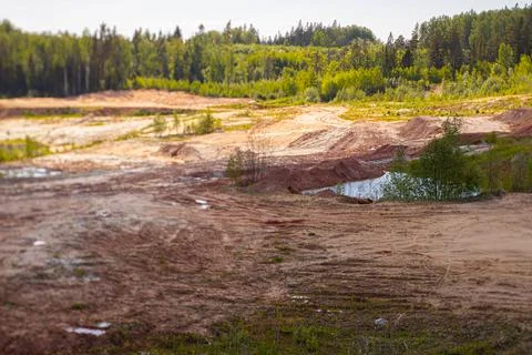Forest walking trail Lode, orange sand and edge. Stock Photos