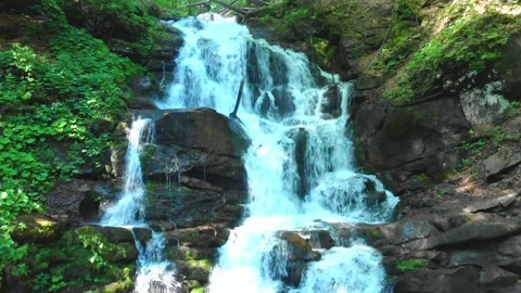 Forest waterfall, Carpathians Stock Footage 157763217