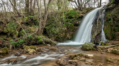 Forest waterfall. Easy zoom in Stock Footage 62159252