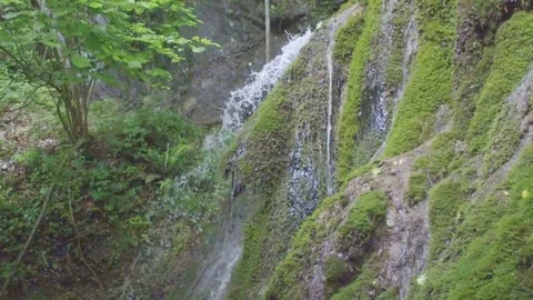 Forest waterfall. SLO MO, slow motion. Slovenia. Stock Footage 75674864