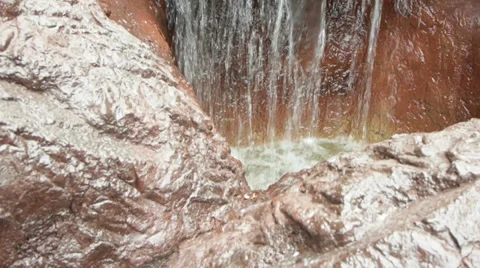 Forest waterfall in sunny day close-up Stock Footage 34191681