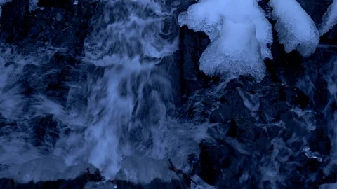 Forest waterfall in winter Stock Footage 110833543