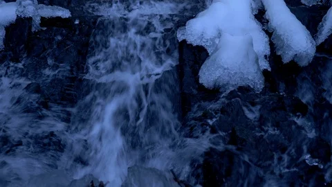 Forest waterfall in winter Video stock 110834163