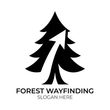 Forest Wayfinding Logo Design with Pine Tree and Directional Arrow Stock Illustration