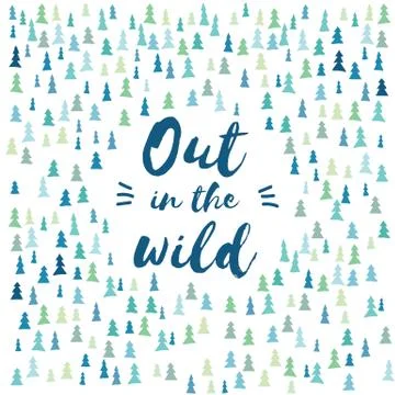 Forest wilderness hand drawn trees vector background. Nature concept with Stock Illustration