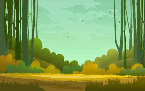 Forest wilderness landscape. Abstract background. Template for your design wo Stock Illustration