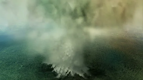 Forest wildfire, aerial view - 4K, loopable Video stock 123740346