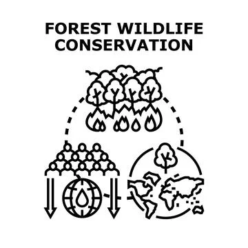 Forest wildlife conservation global environmental protection concept Stock Illustration