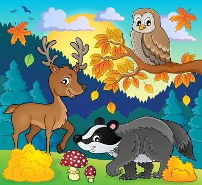 Forest wildlife theme image - eps10 vector illustration. Illustrazione stock