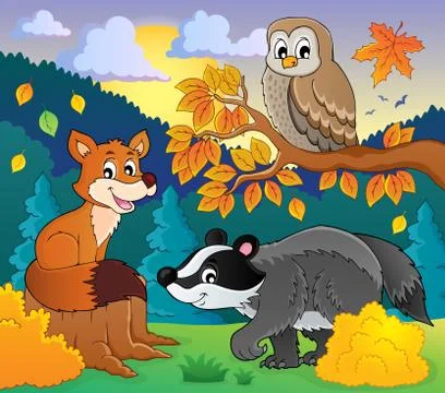 Forest wildlife theme image - eps10 vector illustration. Stock Illustration