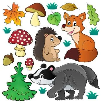 Forest wildlife theme set - eps10 vector illustration. イラスト素材