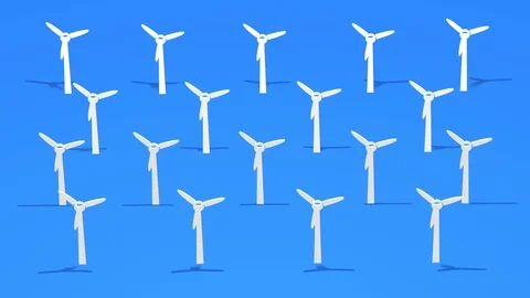 Forest of wind turbines in isometric view Stock Footage 125934848