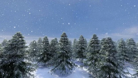 Forest in Winter Snowing Animation, 3D Rendering Stock Footage 121688598