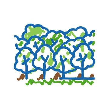 Forest wood timber icon doodle illustration Stock Illustration