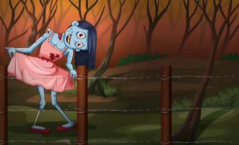 A forest with a zombie Illustration