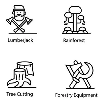 Forestation Line Icon Vectors Pack Stock Illustration