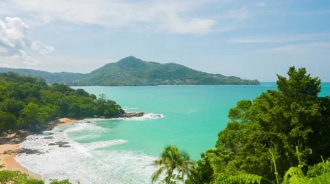 Forested Beachline in Thailand, a Panoramic View Stock-Footage 48338043