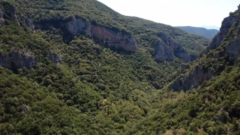 Forested Canyon With Cliffside Orthodox Monastery Stock Footage 325220849