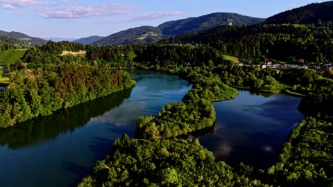 Forested islands in river lagoon Stockbeeldmateriaal 335941287