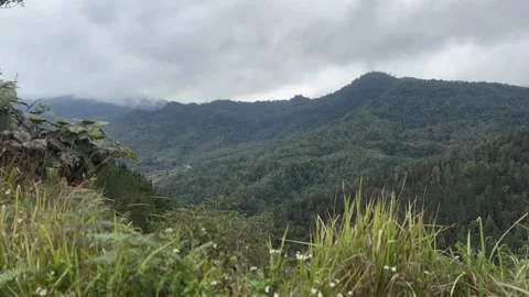 Forested Mountain Landscape Under Cloudy Sky In Ha Giang Vietnam Stock Footage 335966795