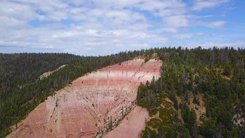 Forested Mountain with pink cliffs in Dixie National Forest Stock Photos