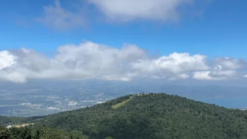 Forested Mountain Ridge Beneath Summer Clouds Above Sapanca Lake, Turkey Stock Footage 341817320