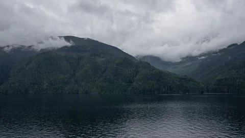 Forested mountains in low cloud along the Inside Passage timelapse Stock-Footage 347818747
