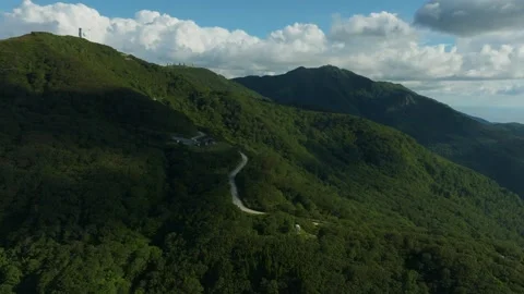Forested Mountains With A Remote Road Seen From Hakuundai Observation Deck In 库存影片 336989847