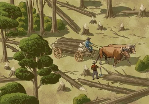 Foresters With Timber Illustrazione stock