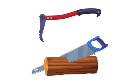 Forestry and timber industry tools set, woodworker and lumberjack equipment Stock Illustration