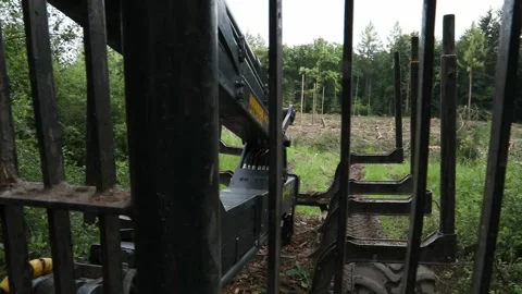 Forestry harvester from behind Stock Footage 213612723