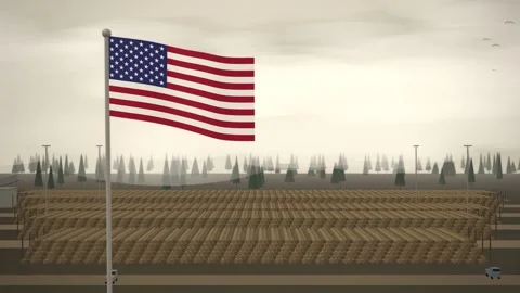 Forestry Log Yard Decks United States Flag seamless loop Stock Footage 344779143