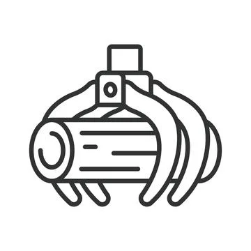 Forestry logging grapple icon in line design. Forestry, logging, heavy Stock Illustration